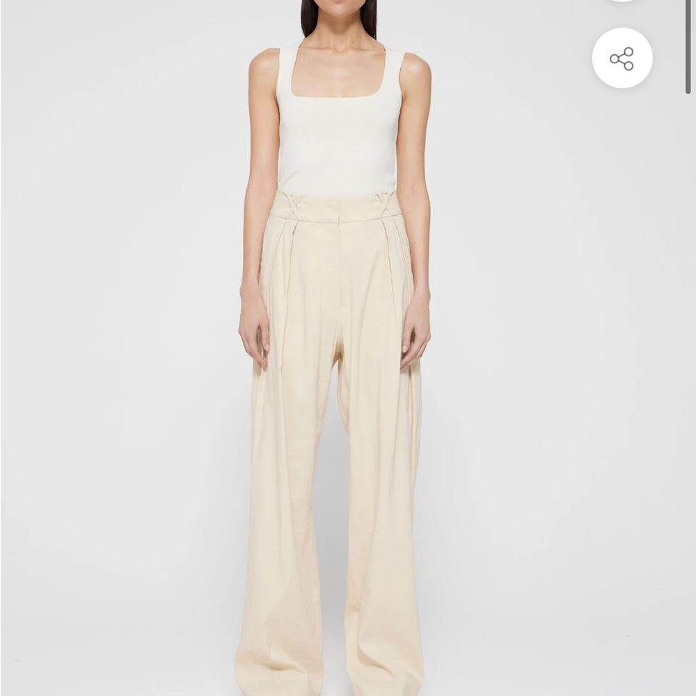 Rohe Linen Blend Elegant Cream Wide-Leg Pants. Size 40 = US 8